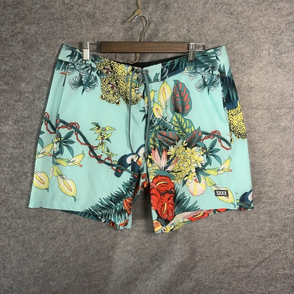 Saxx Betawave 2N1 Board Shorts Mens Sz 36 Blue Ballpark Pouch Boardie
